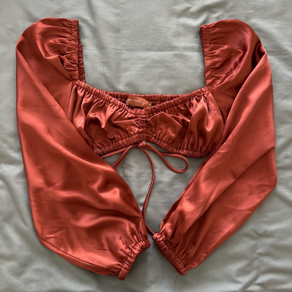 Copper Long Sleeve Crop Top
